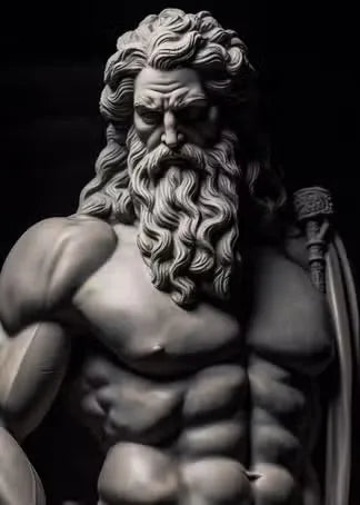 Zeus Greek God Black & White Abstract Canvas Wall Art Print