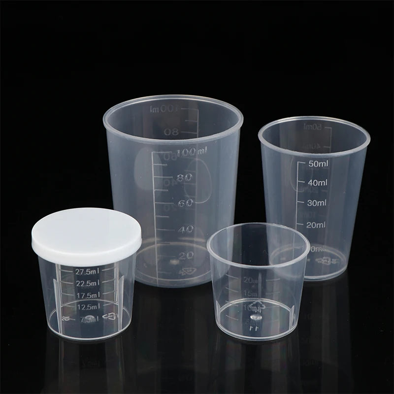 10Pcs 20ml;30ml;50ml,100ml Clear Liquid Pill Measuring Cups With Lids Travel Pill Organizer Cup Container For Liquid Medicine Peaceful Pleasures Health and Wellness