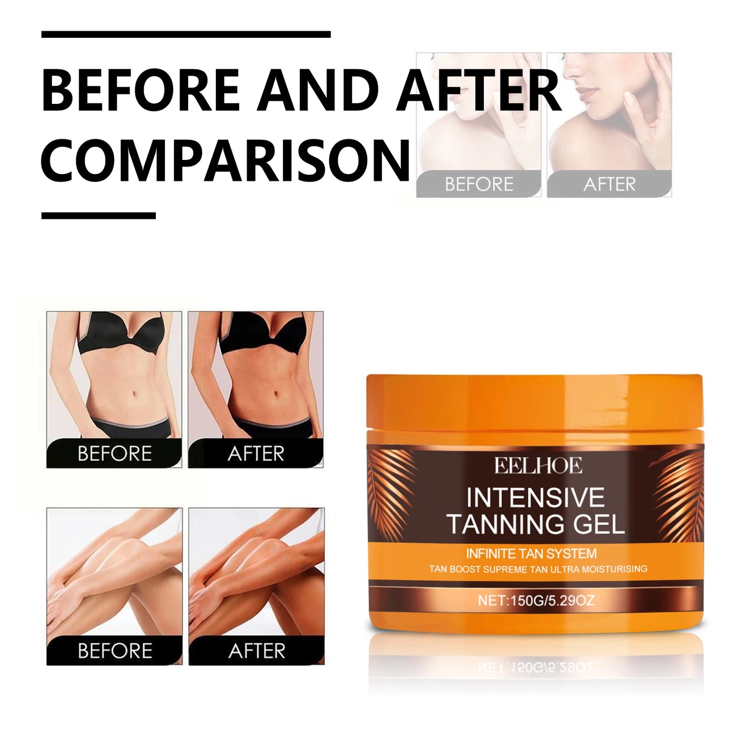 Eelhoe Self Tanning Gel & Cream Set – Sunless Bronzer Face & Body