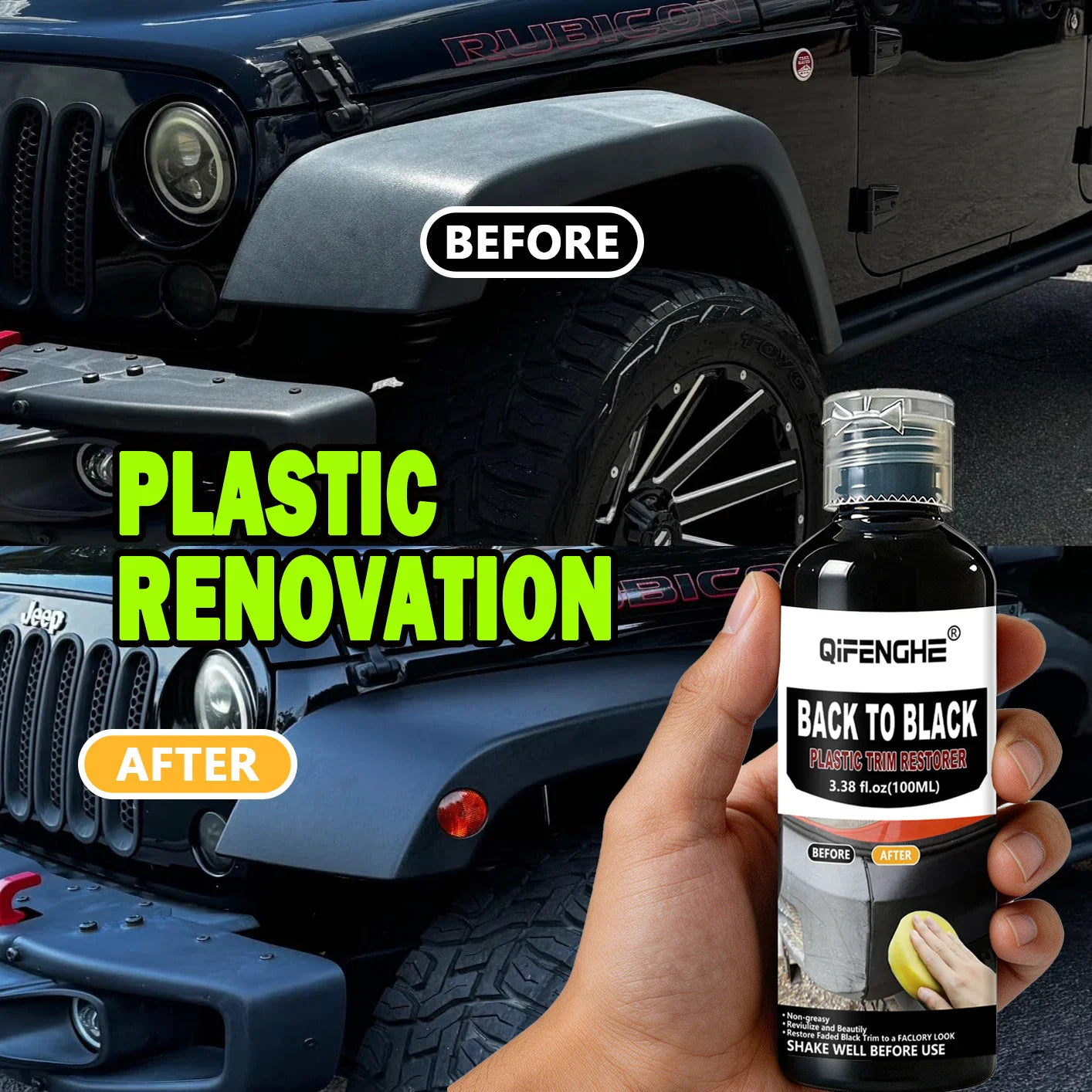 Black Trim Restorer – Waterproof Dye-Infused Car Plastic Restorer
