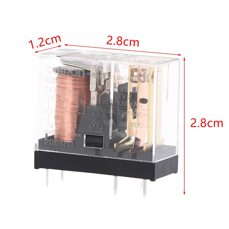 1Pc 5/8Pin 10A 250VAC Miniature Low-Power Relay G2R 12VDC 24VDC 12V 24V G2R-1 G2R-1-E DC12V DC24V Solder Terminals Peaceful Pleasures Health and Wellness