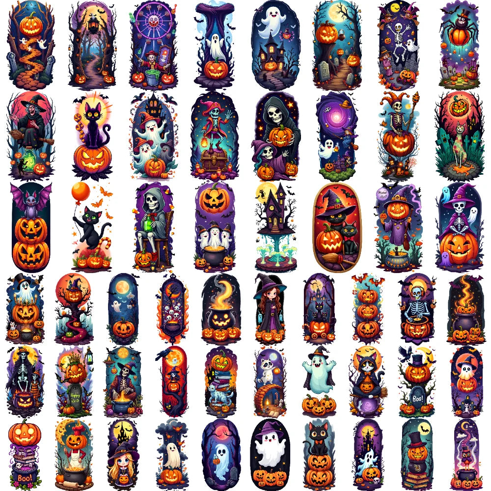 54pcs Halloween Temporary Tattoo Stickers – Waterproof Bat & Ghost