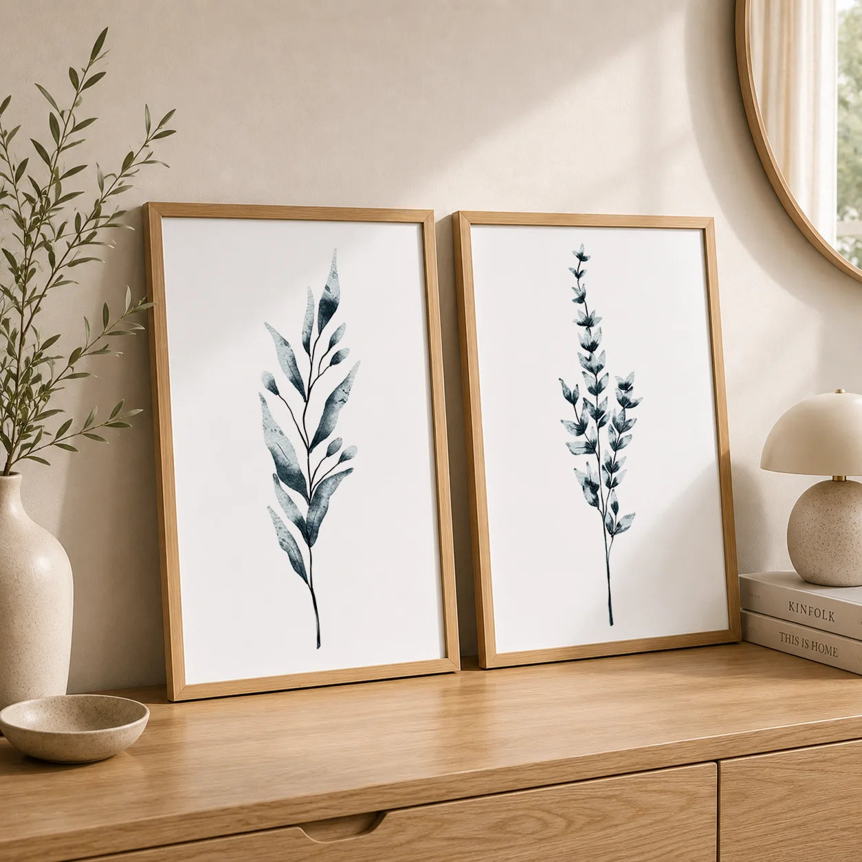 Nordic Botanical Green Leaf Canvas Print | Minimalist Wall Art Botanical Canvas Print Peaceful Pleasures Health and Wellness