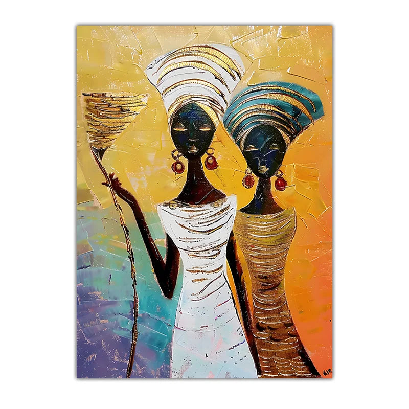 African Tribal Female Abstract Canvas Wall Art | Unframed Print Canvas Wall Art Peaceful Pleasures Health and Wellness 04 15x20cm No Frame China Mainland