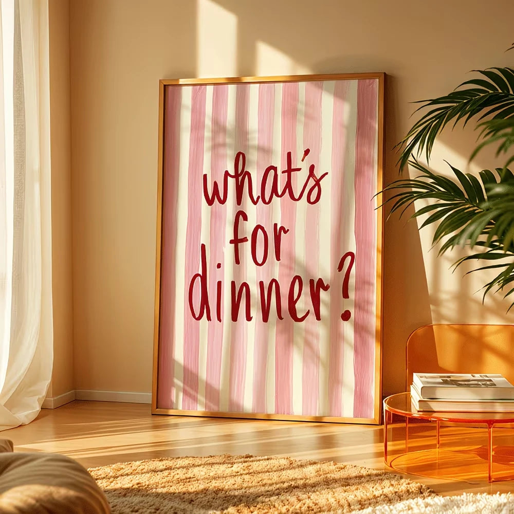 "What To Eat For Dinner" Funny Quote Kitchen Canvas Wall Art