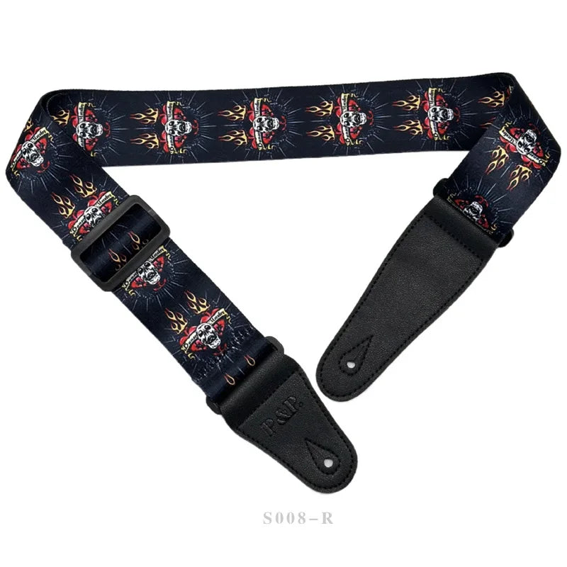 PP Guitar Strap Electric Wood Heat Transfer Musical Instrument Printed