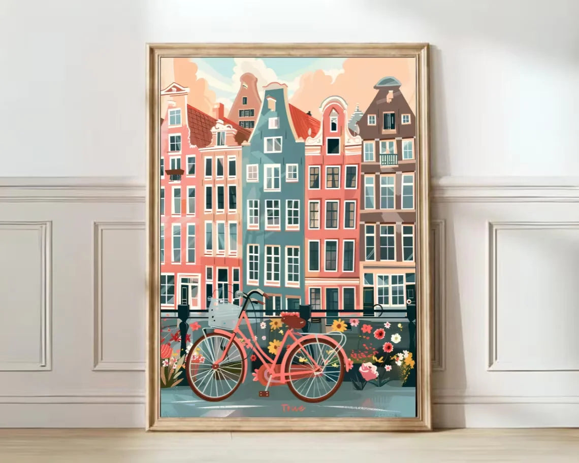 Amsterdam Print Amsterdam Illustration Amsterdam Travel Poster New Yorker Illustration Flower Poster Colorful Nursery Print Peaceful Pleasures Health and Wellness WS7152-2 20x30cm Unframed