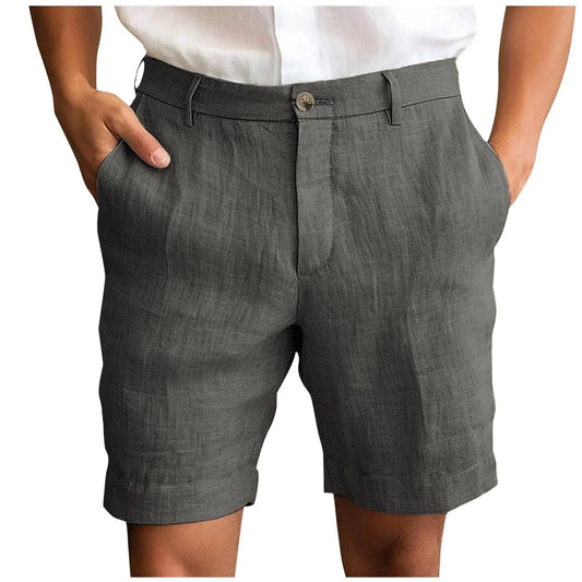 Summer Cotton Linen Shorts for Men Solid Casual Button Pocket Beach Shorts Men's Comfortable Simple Vacation Leiture Pants Peaceful Pleasures Health and Wellness