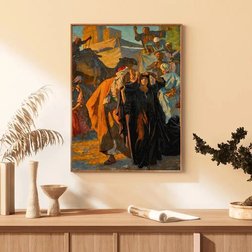 Canvas Painting Gerome Classic Artwork Arabs Living Landscape Poster Arabic Carpet Merchant Wall Art Pictures Home Decor Peaceful Pleasures Health and Wellness