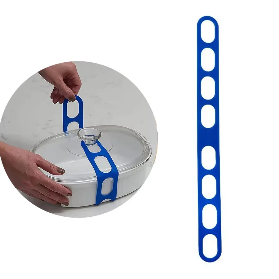 54cm Reusable Lid Strap Silicone Elastic Band Universal Pot Lid Holder for Lunch Box Strap Elastic Band Outdoor Tableware Tool Peaceful Pleasures Health and Wellness Blue