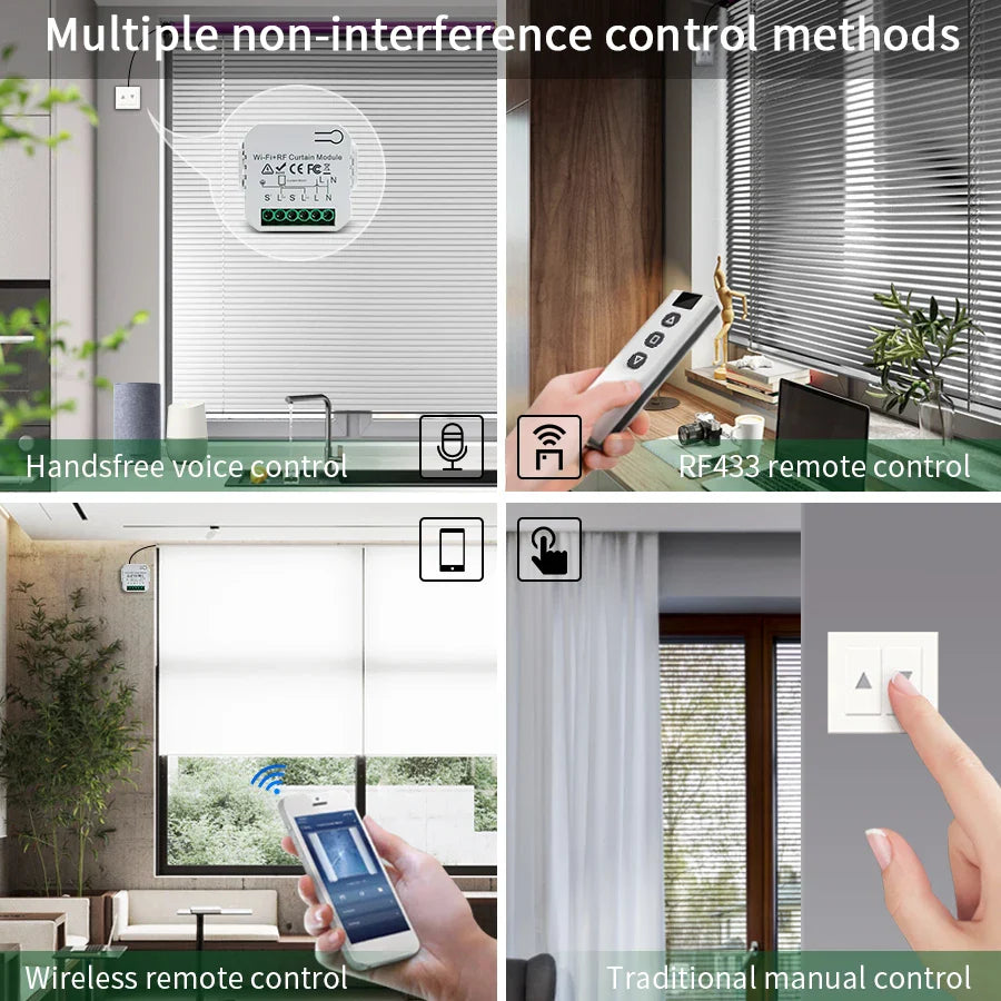 Tuya WiFi Smart Curtain Switch RF433MHz – Alexa & Google