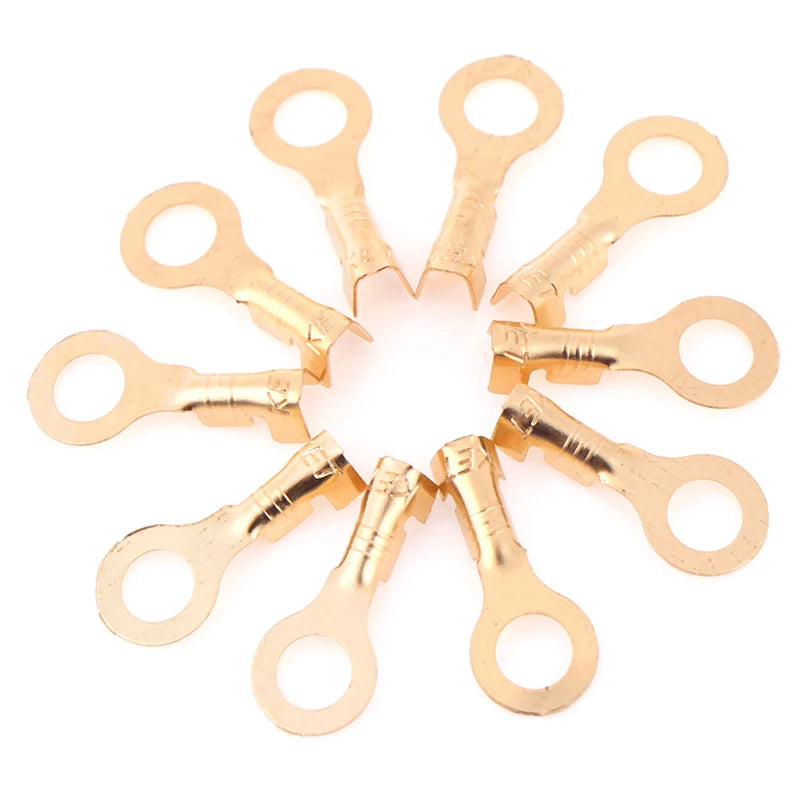 100Pcs 4.2mm Gold Brass Round Terminal Power Supply Wire Contor Peaceful Pleasures Health and Wellness One Size