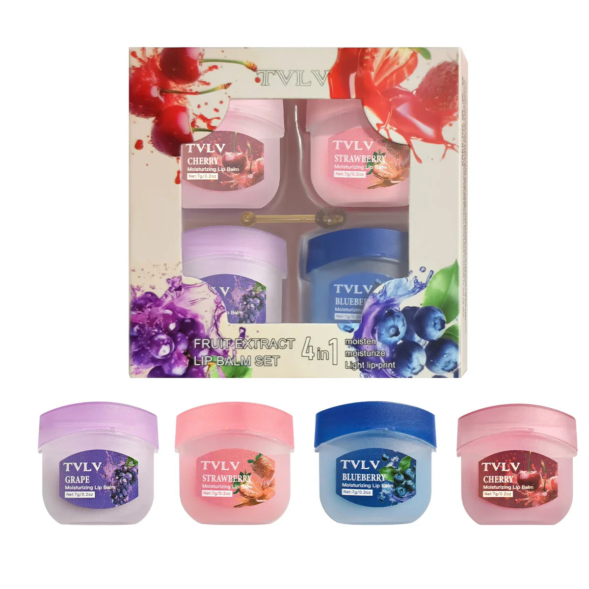 TVLV Fruit Extract Lip Balm Set – 4, 6 & 8-Piece Moisturizing