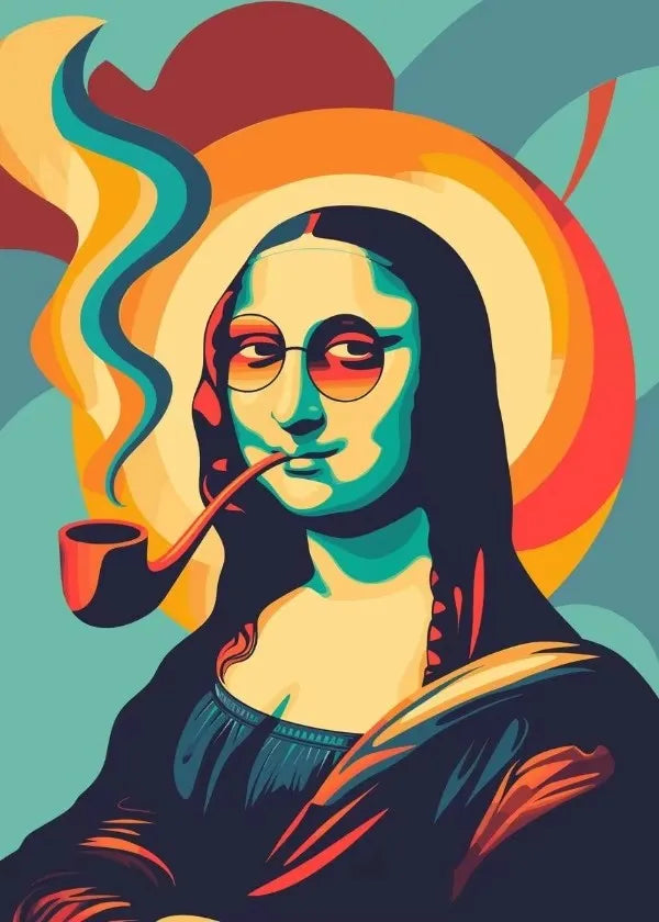 Watercolor Canvas Painting Graffiti Funny Posters Wall Art Picture Living Room Home Decor Gifts Interesting Mona Lisa Creative Peaceful Pleasures Health and Wellness T80360-11 40x50cm Unframed