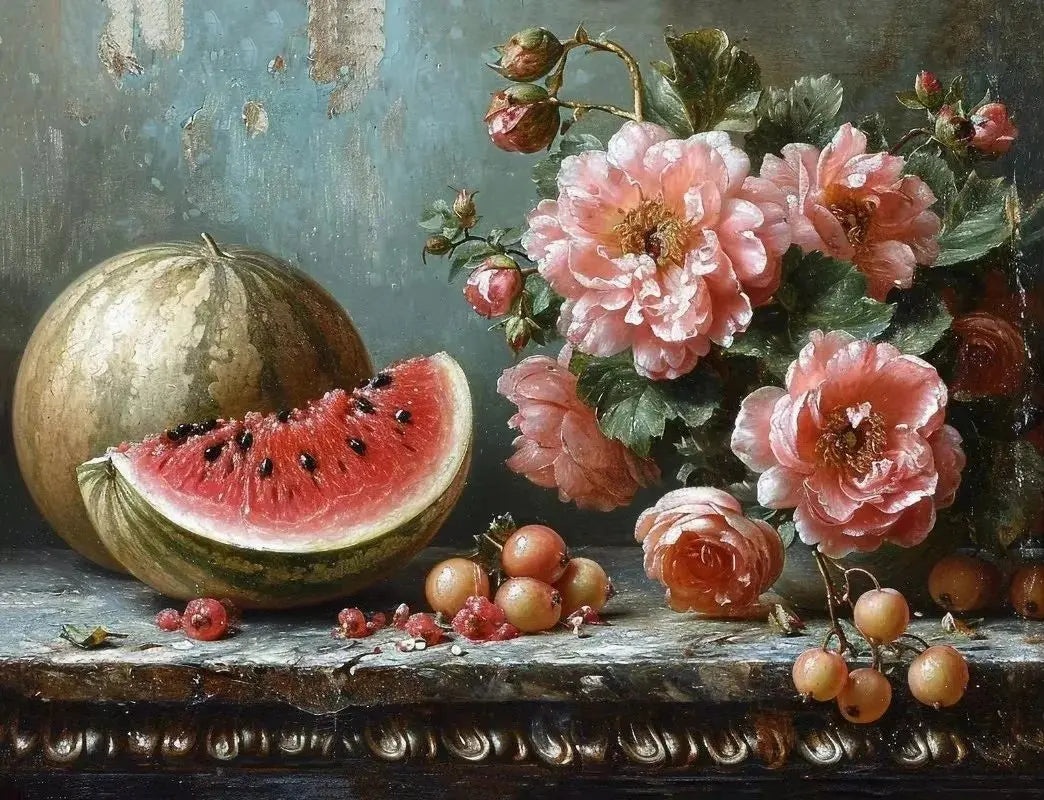 Vintage Kitchen Fruit Vegetable Still Life Canvas Wall Art Print