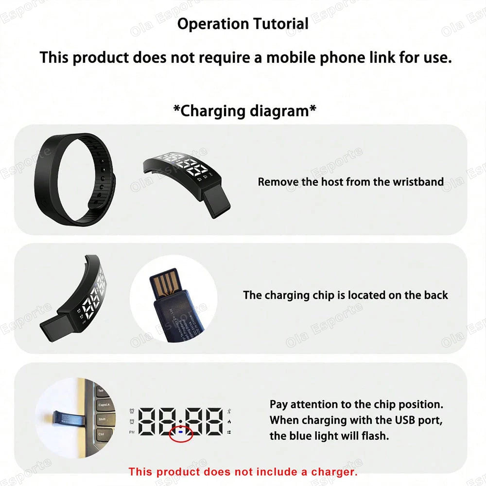 LED Fitness Bracelet | Alarm, Step Counter & Sleep Tracker