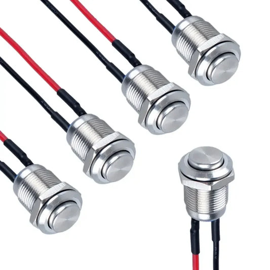 Round Head Momentary Push Button Switch Stainless Steel 1NO Normally Peaceful Pleasures Health and Wellness 5pcs