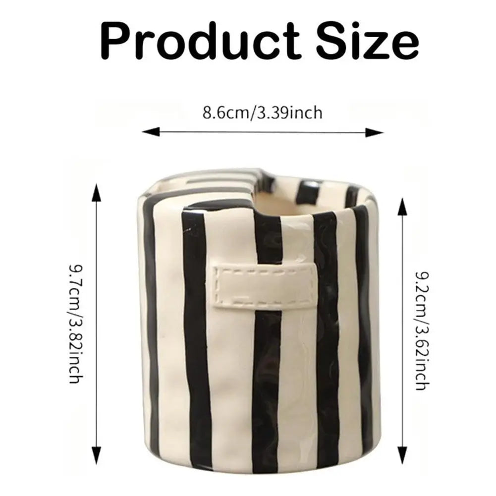 Vintage Stripe Hand-Painted Ceramic Coffee Mug 300ml | 3 Colors Ceramic Coffee Mug Peaceful Pleasures Health and Wellness