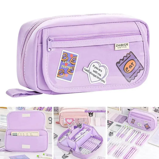 Large Capacity Pencil Bags for Schoolgirls - High-Value Stationery Bag, Multifunctional Pencil Bag, Ideal for School Supplies Peaceful Pleasures Health and Wellness