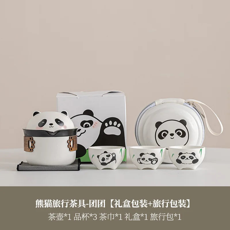 Panda Ceramic Camping Travel Tea Set | New Chinese Style