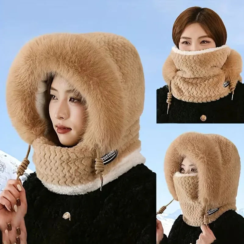 Women's Winter Thermal Hat Hood Scarf & Mask | Windproof