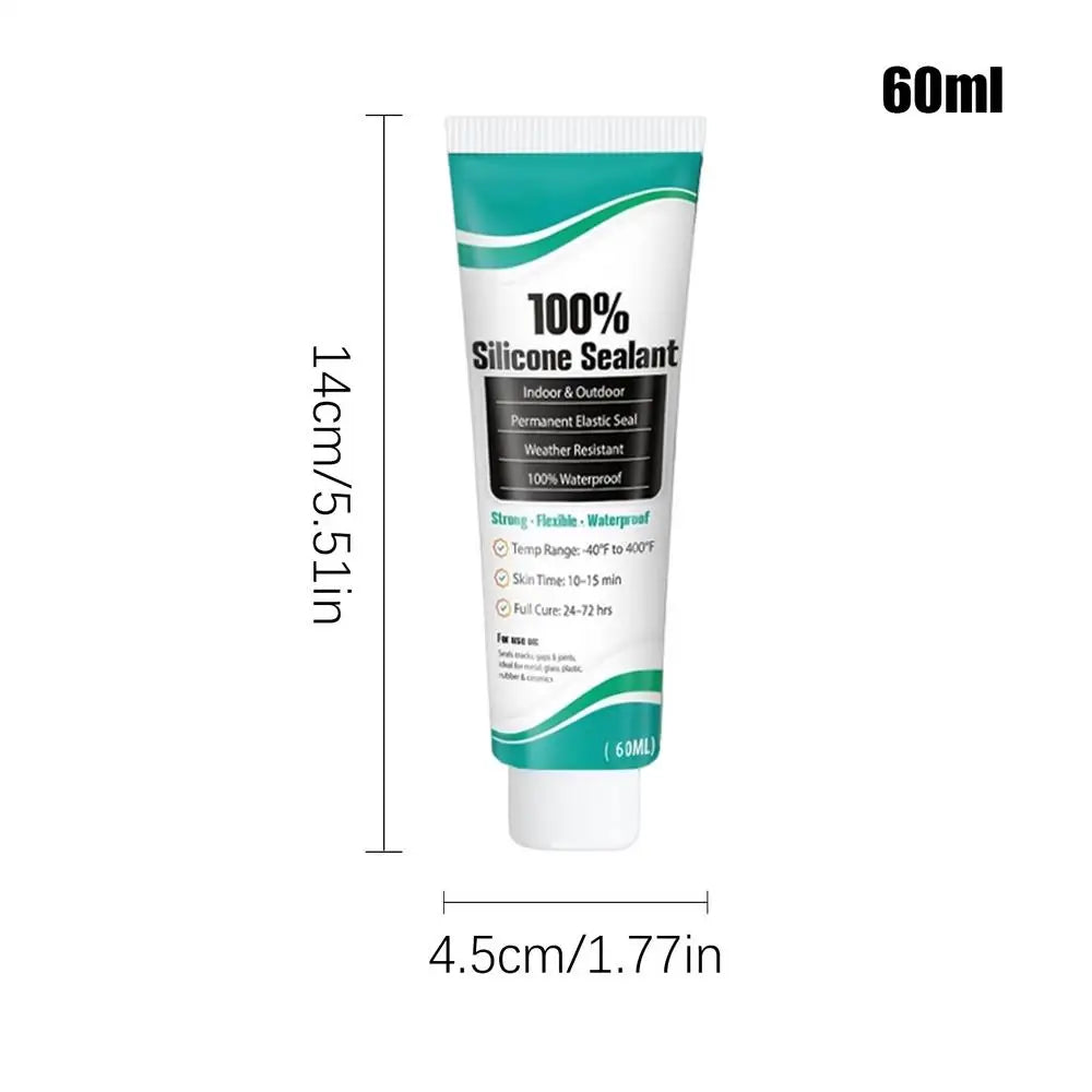 Waterproof Crack-Proof Silicone Sealant Caulk Tube Indoor Outdoor Seal Glue for Bathroom Bathtub Tile Glass Kitchen Door Wall Peaceful Pleasures Health and Wellness 60ml