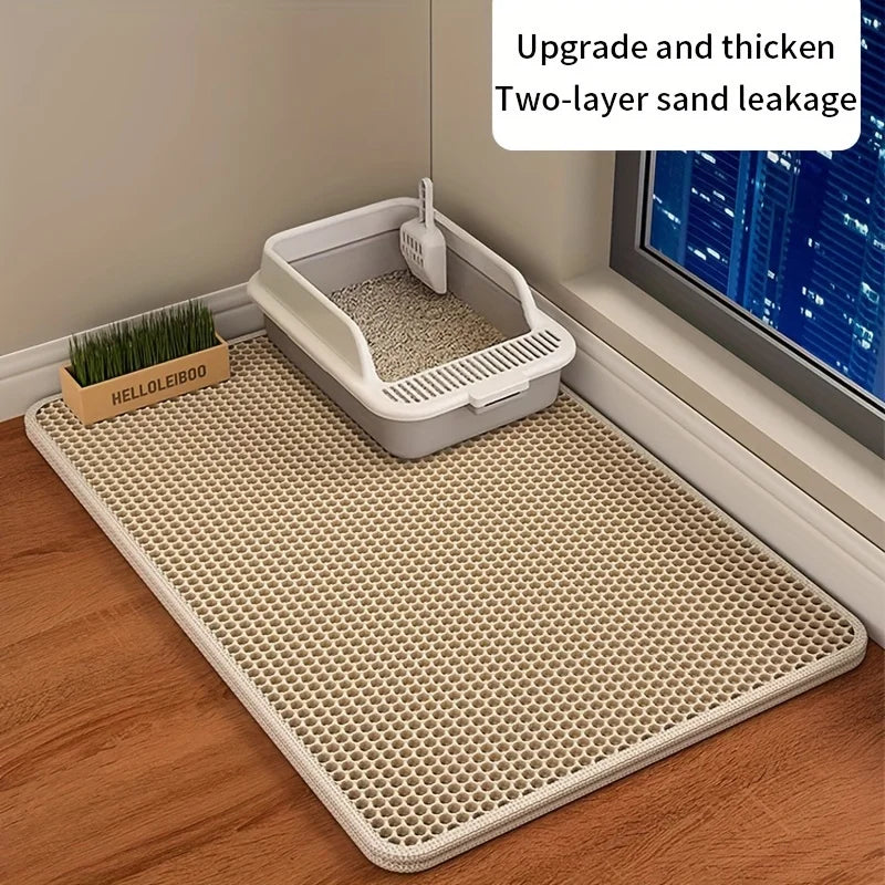 1Pc Large Size Cat Litter Mat-Advanced Honeycomb Double Layer Design,Urine Waterproof,Easy Cleaning,Scatter Control,Stay Clean Peaceful Pleasures Health and Wellness