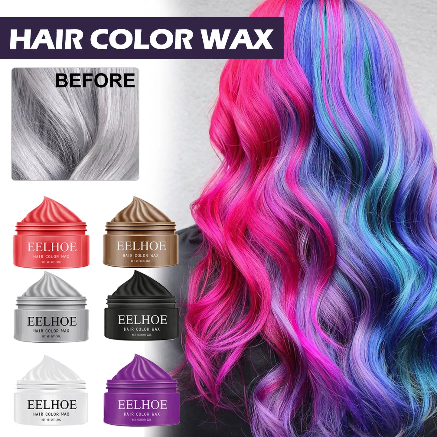 Natural Hair Color Wax Effectively Shaping Hairstyle Easy Coloring Add Personality Color Improve Hair Texture Temporary Hair Wax Peaceful Pleasures Health and Wellness