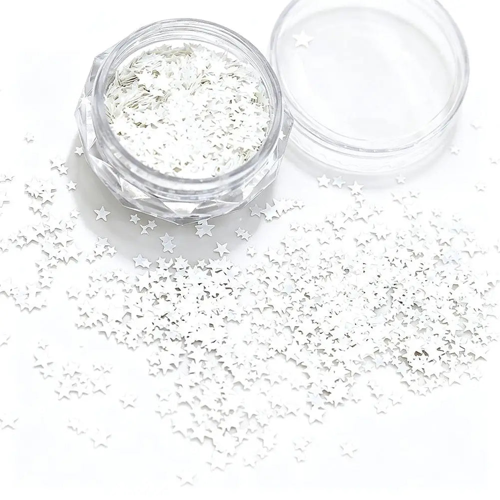 Silver Star Nail Glitter Sequins – Shiny Flakes & Charms