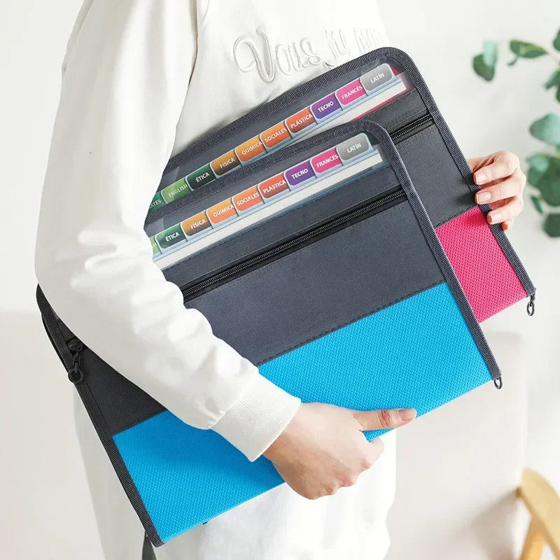 13-Pocket Accordion File Organizer with Zipper & Pencil Pouch