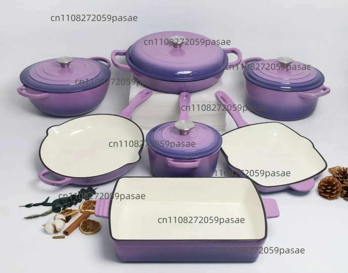 7-Piece Enameled Cast Iron Cookware Set – Skillet, Pot & Pan