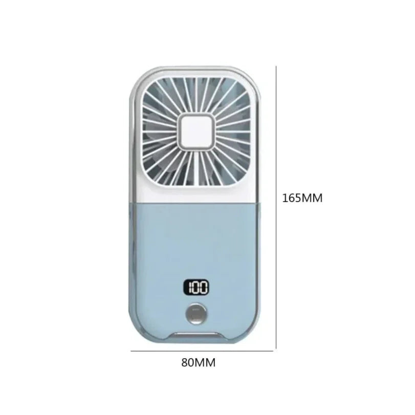 Foldable Neck Fan USB Rechargeable Power Bank & Digital Display