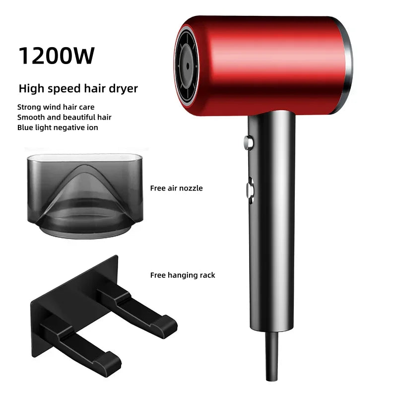 New Folding Hair Dryer with High Power, Fast Drying, Blue Light Ion Silence, Convenient Travel, Hair Dryer for Home Use Peaceful Pleasures Health and Wellness Red-220V