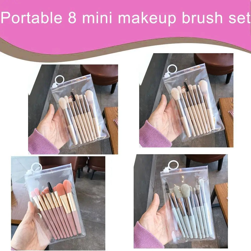 8-Piece Mini Makeup Brush Set – Soft Synthetic, Travel-Ready