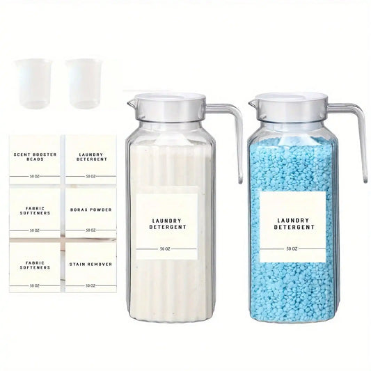 Laundry Detergent & Fabric Softener Dispenser with Labels & Measuring Cups (1 or 2 Pack) Peaceful Pleasures Health and Wellness 2pcs