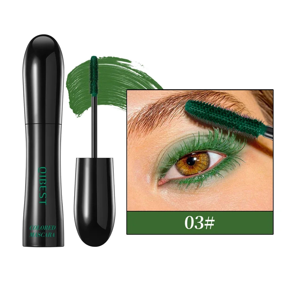 QIBEST Colorful Mascara Waterproof Fast Drying Eyelashes Extension Curling Lashes Makeup Purple Green Blue Black Red Mascara Peaceful Pleasures Health and Wellness 03