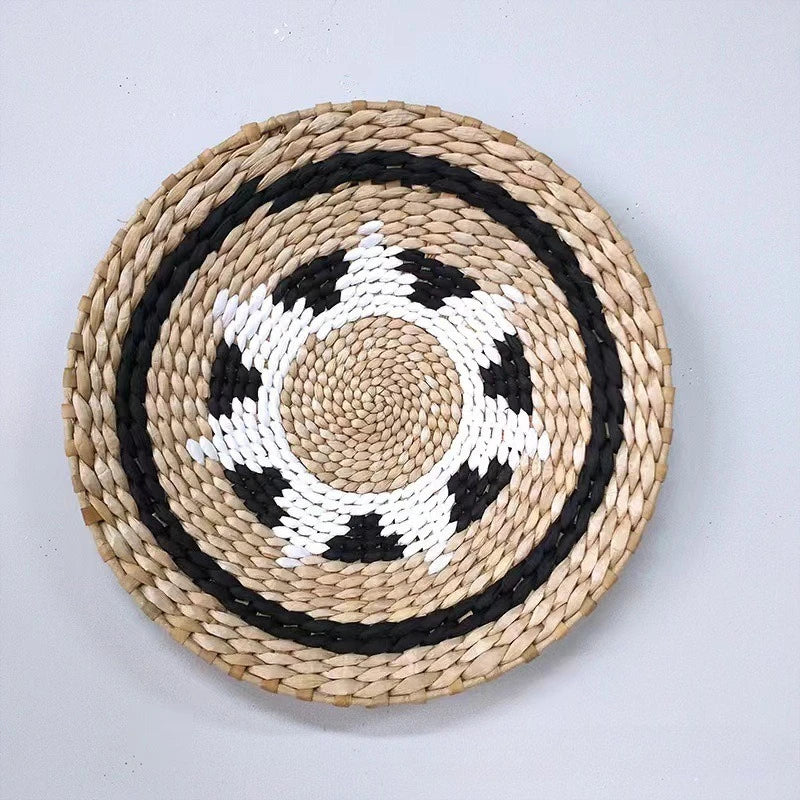 Boho Hand Woven Rattan Wall Basket | Farmhouse Decor