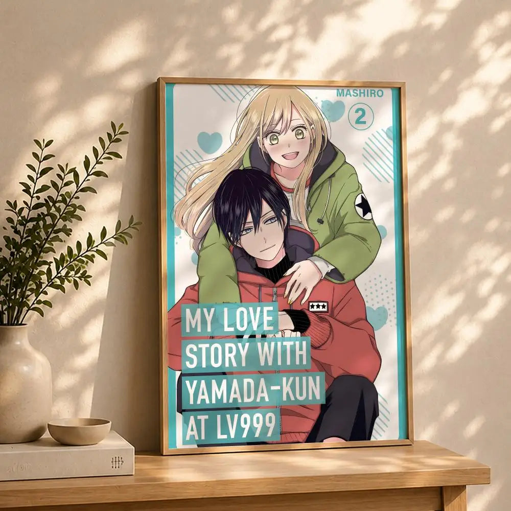 Anime M-My Love Story with Yamada-kun at Lv999S Poster HD Self Adhesive Waterproof Wall Art Ideal for Home Office Dorm Bedroom Peaceful Pleasures Health and Wellness White14 40X50cmNoframe
