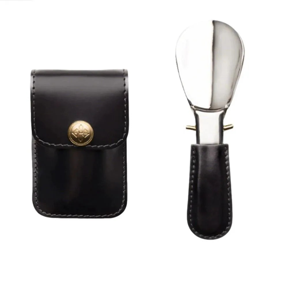 Mini Folding Shoehorn with PU Leather Bag | Stainless Steel