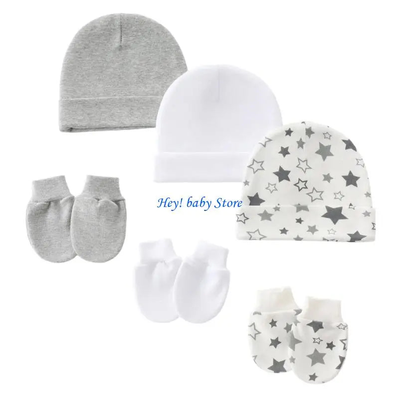Baby Bonnet Hat & Mitten Set 3-Pack | Soft Cotton 0–3 Months