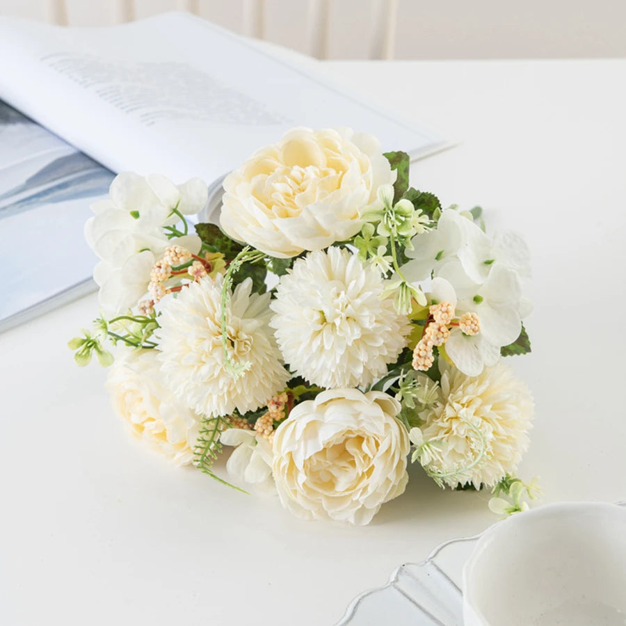 Silk Peony Artificial Flower Bouquet for Wedding & Home Decor