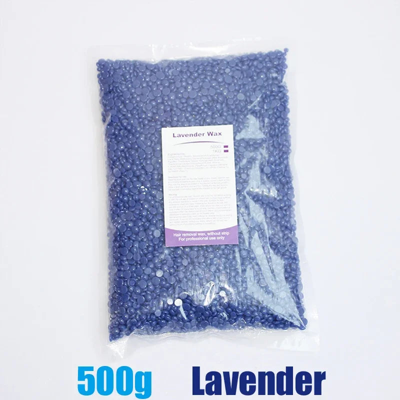 500g/400g/200g/50g Hard Wax Beans For Hair Removal Body Wax Heater Kit Waxing Wax Beans For Hair Removal Wax Heater Kit Peaceful Pleasures Health and Wellness 500g-Lavender