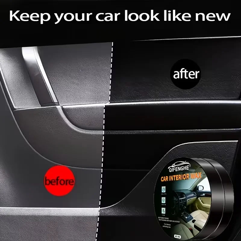 Car Interior Plastic Restoration Wax & Tire Protectant + Sponge