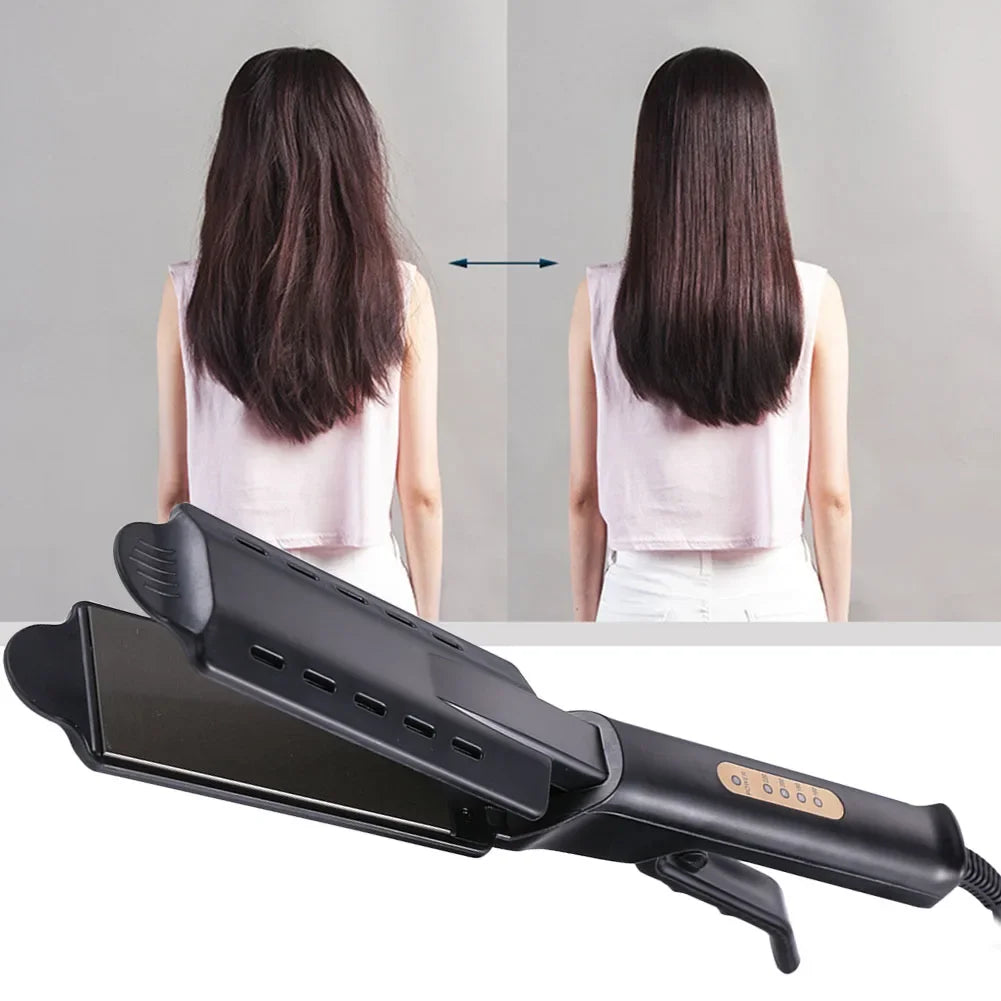 Wide Plate Flat Iron Professional Titanium Alloy Hair Straightener Temperature Adjustable Straightening Venting Styling Tool Peaceful Pleasures Health and Wellness