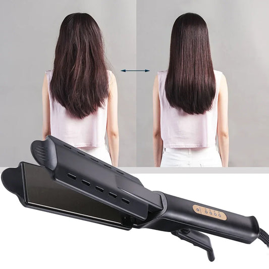 Wide Plate Flat Iron Professional Titanium Alloy Hair Straightener Temperature Adjustable Straightening Venting Styling Tool Peaceful Pleasures Health and Wellness