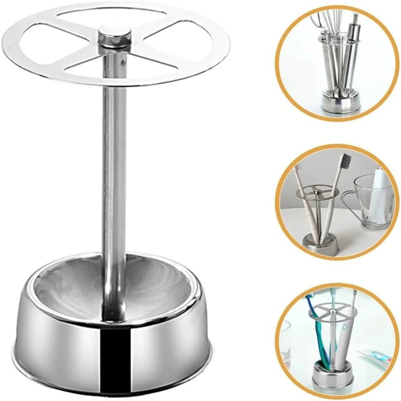 Stainless Steel Toothbrush Holder, Makeup Brush Organizer with 6 Slots, Wall Mounted Bathroom Storage for Electric Toothbrush Peaceful Pleasures Health and Wellness