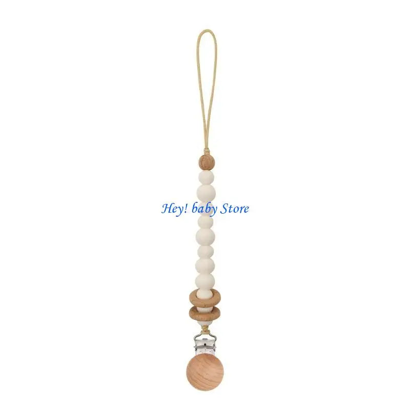 Handmade Wooden Silicone Baby Pacifier Soother Chain | 0–12M