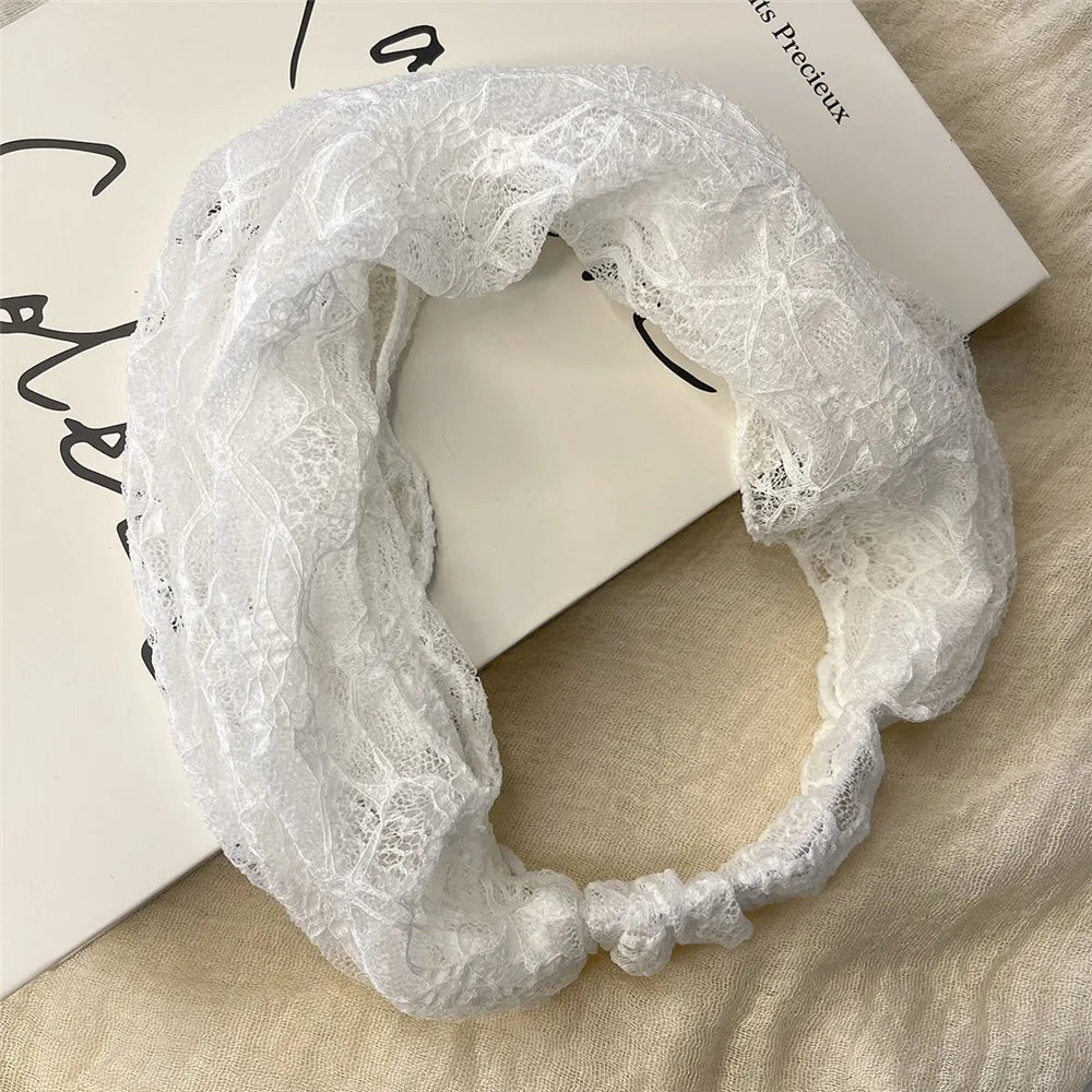 Mesh Lace Headband – Breathable Elastic Hair Wrap for Women