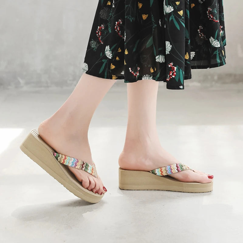Women's Bohemian Wedge Flip Flops – Beach Sandals & Slippers