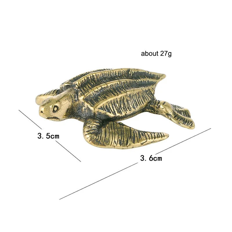 Solid Brass Turtle Mini Ornament Statue Tea Pet Crafts Desktop Animal